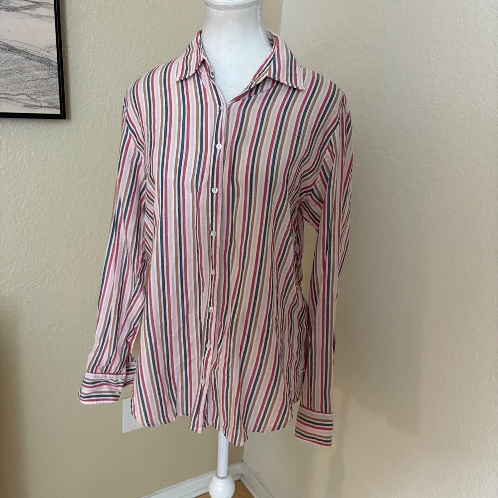XIRENA Beau Striped Button Down‎ Blouse Shirt Cotton Top Size XS